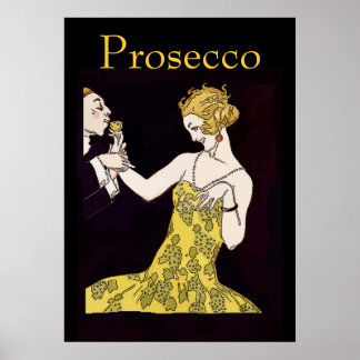 Prosecco, vintage couple poster