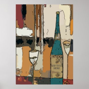Prosecco Wine Abstract Poster by figstreetstudio at Zazzle