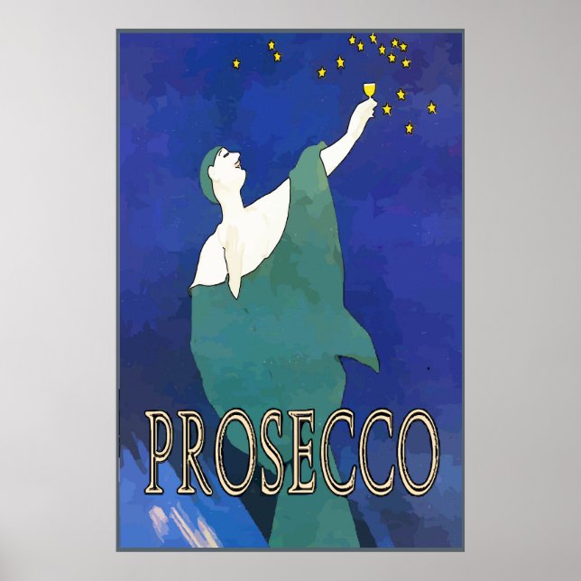 Prosecco, Wine Glass Stars Poster (Front)