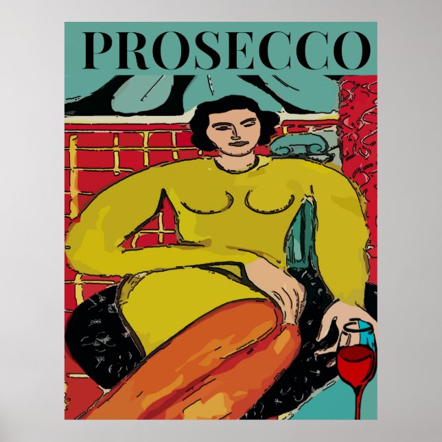 Prosecco Woman, Wine Poster (Front)