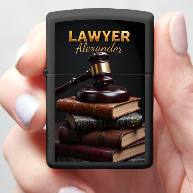 Prosecutor's Golden Gavel Authority Stack Gift Zippo Lighter (In Hand)