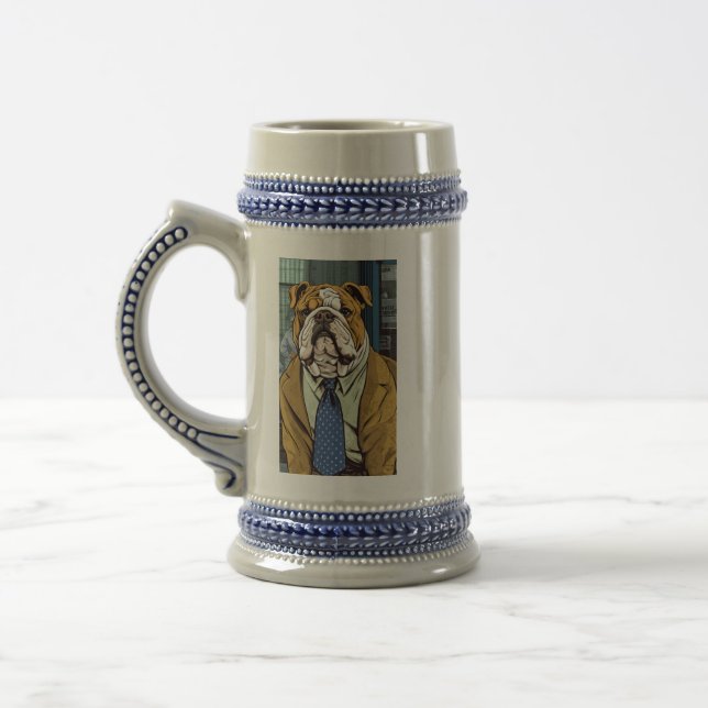 Prosit English Bulldog in a Suit Beer Stein (Left)