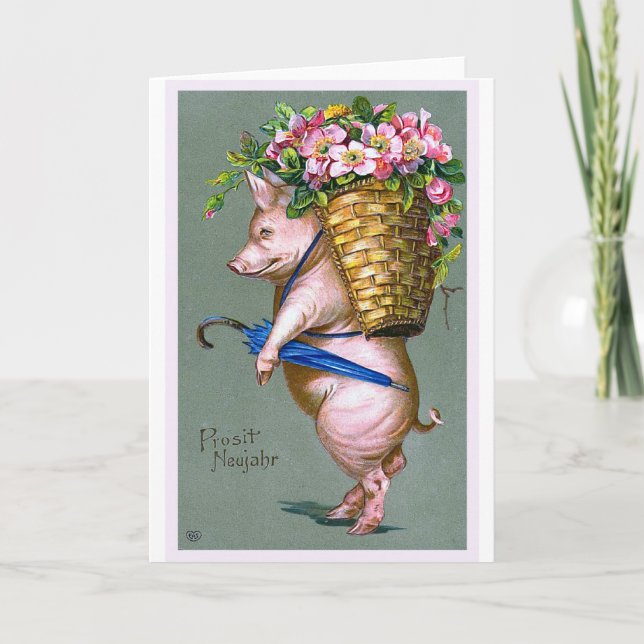 "Prosit Neujahr" Vintage German Card (Front)