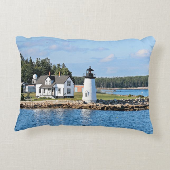 Prospect Harbor Lighthouse, Maine Postcard Decorative Pillow (Back)