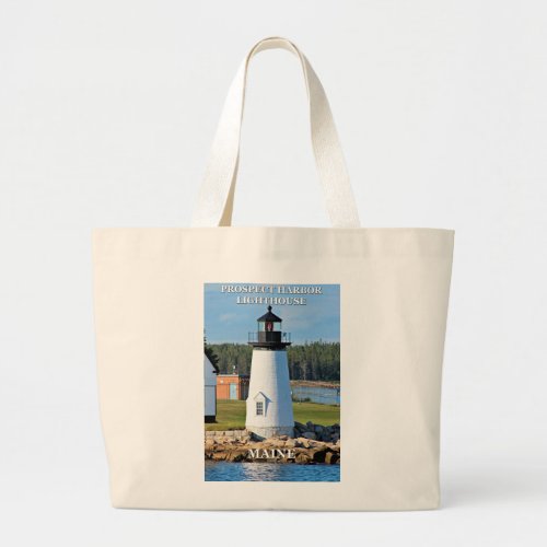 Prospect Harbor Lighthouse Maine Postcard Large Tote Bag