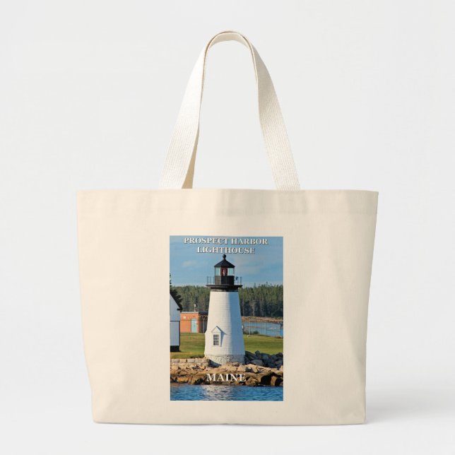 Prospect Harbor Lighthouse, Maine Postcard Large Tote Bag (Front)