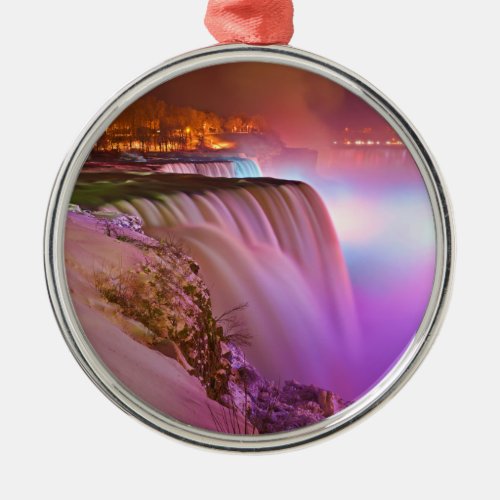 Prospect Point Night View of Niagara Falls Winter Metal Ornament