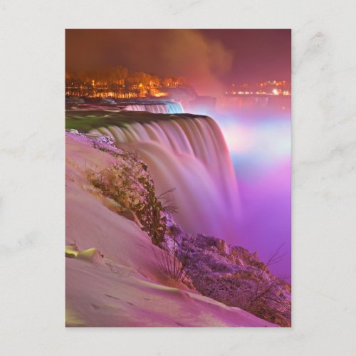 Prospect Point Night View of Niagara Falls Winter Postcard