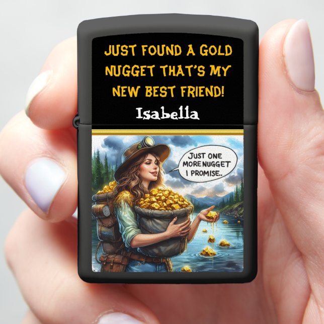 Prospector chasing golden dreams in nature zippo lighter (In Hand)