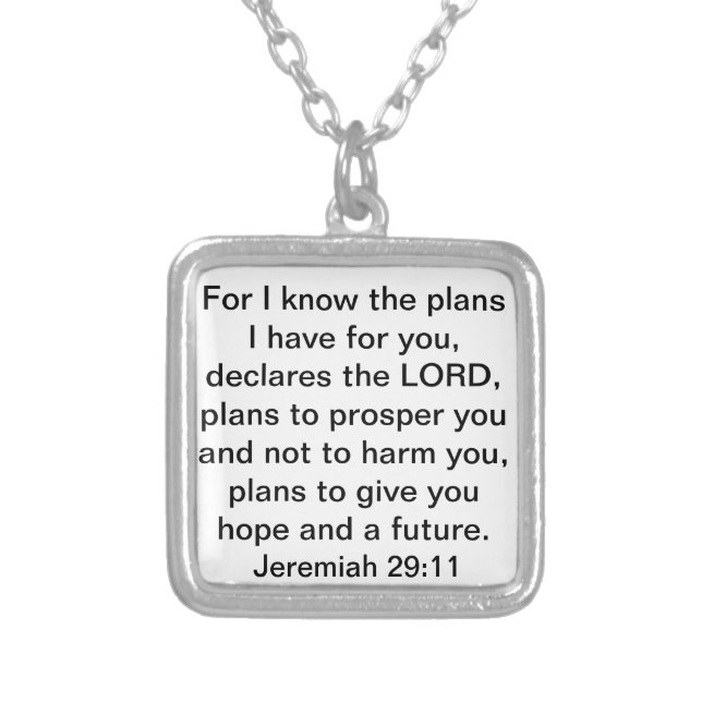 Prosper Jeremiah 29:11 bible verse Silver Plated Necklace (Front)