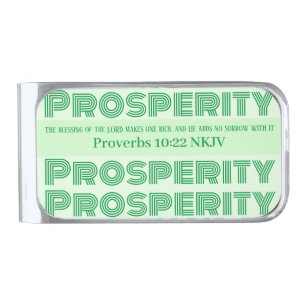 Prosperity Bible Verse Proverbs Light Green Silver Finish Money Clip