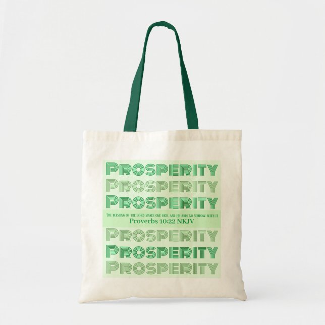 Prosperity Bible Verse Proverbs Light Green Tote Bag (Front)