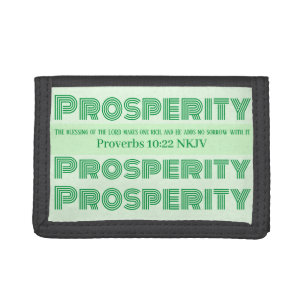 Prosperity Bible Verse Proverbs Light Green Tri-fold Wallet