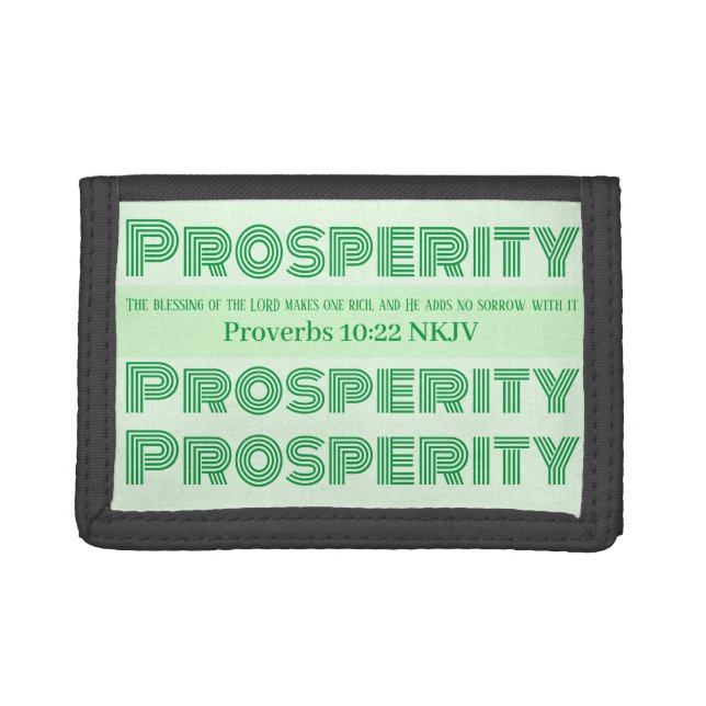 Prosperity Bible Verse Proverbs Light Green Tri-fold Wallet (Front)