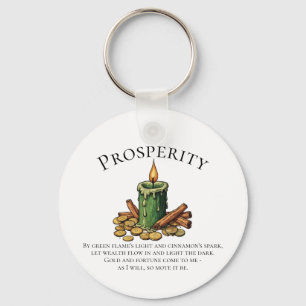 Prosperity Chant Candle & Cinnamon Money Spell Keychain