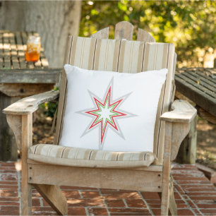 Prosperity Christmas Star-MultiColor-Silver Back Outdoor Pillow