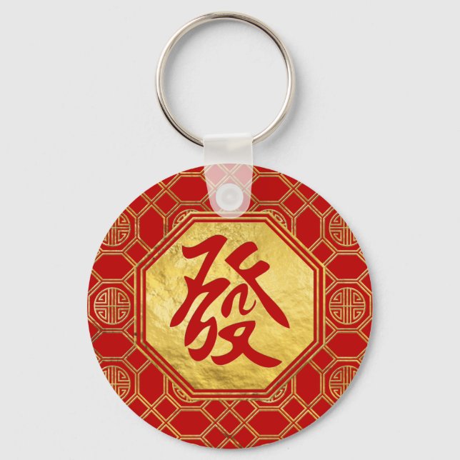 Prosperity Feng Shui Symbol  in bagua shape Keychain (Front)