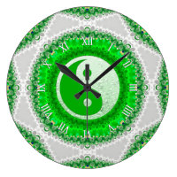 Prosperity Green YinYang FengShui Home Decor Clock