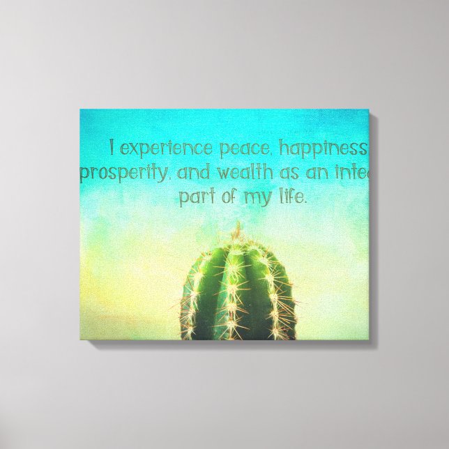 Prosperity Mantra Cactus Canvas Print (Front)