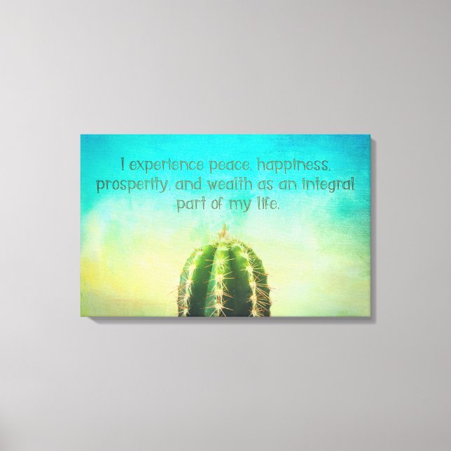 Prosperity Mantra Cactus Canvas Print (Front)