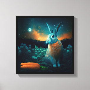 Prosperity Rabbit in the Moonlight Canvas Print