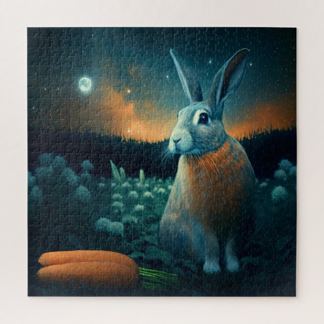 Prosperity Rabbit in the Moonlight Jigsaw Puzzle (Vertical)