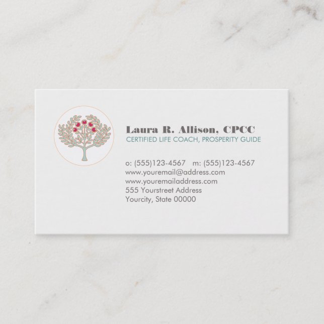 Prosperity Tree Wellness and Healing Arts Business Card (Front)