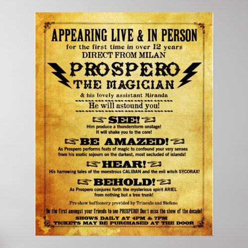 Prospero Magician Poster 16 x 20
