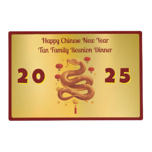 Prosperous Golden Snake Chinese Laminated Placemat