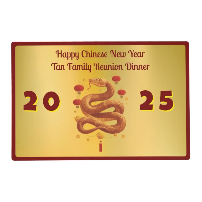 Prosperous Golden Snake Chinese Laminated Placemat (Front)