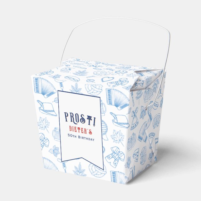Prost! Beer and Wiener Schnitzel German Birthday Favor Boxes (Front Side)