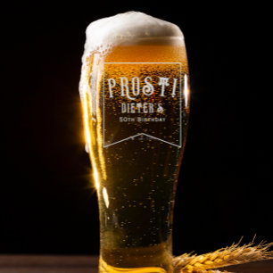 Prost! Beer and Wiener Schnitzel German Birthday Pilsner Glass