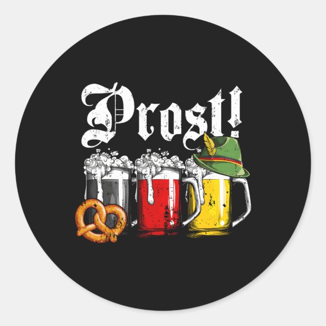 Prost Beer Ger Flag Oktoberfest Cheers Classic Round Sticker (Front)