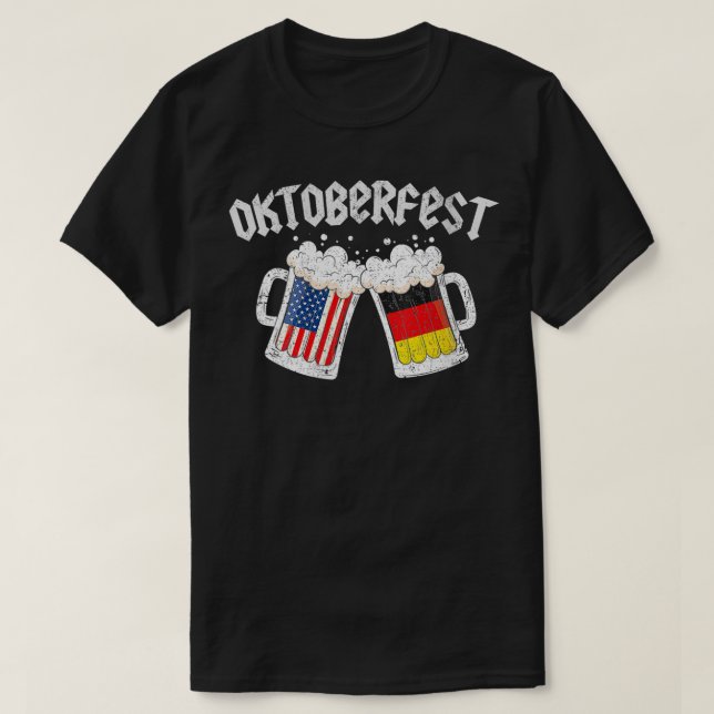 Prost Beer German American Flag Oktoberfest 2022 V T-Shirt (Design Front)