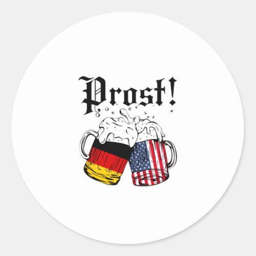 Prost Beer German American Flag Oktoberfest Classic Round Sticker