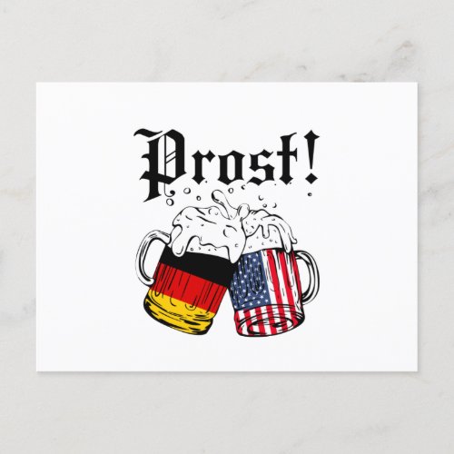 Prost Beer German American Flag Oktoberfest Invitation Postcard