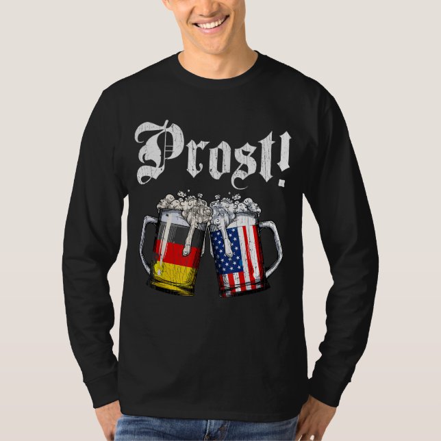 Prost Beer German American Flag Oktoberfest Men Mu T-Shirt (Front)