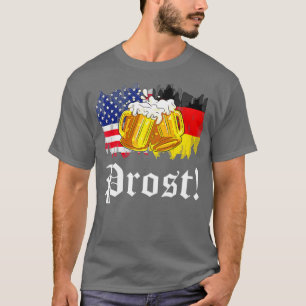 Prost Beer German American Flag Oktoberfest Men  T-Shirt