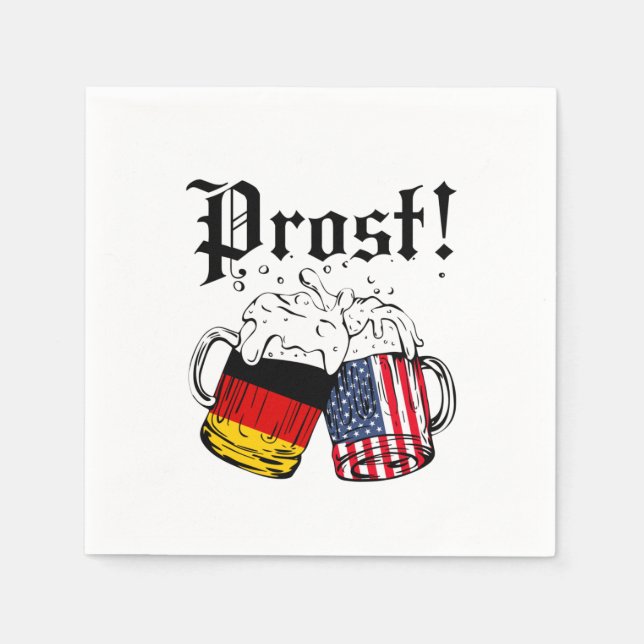 Prost Beer German American Flag Oktoberfest Napkins (Front)