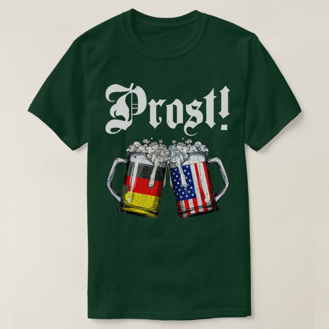 Prost Beer German American Flag T  Oktoberfest Men T-Shirt (Design Front)