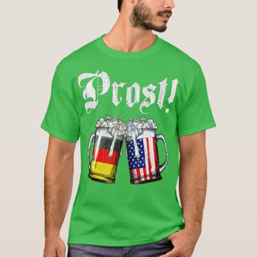 Prost Beer German American Flag T Shirt Oktoberfes