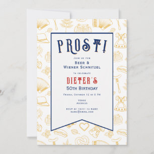 Prost! Beer & Wiener Schnitzel German - Birthday Invitation