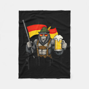 Prost Bigfoot Drinking Beer Lederhosen German Fleece Blanket