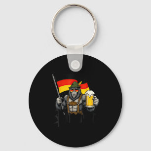 Prost Bigfoot Drinking Beer Lederhosen German Keychain