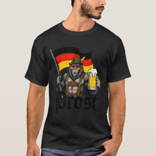Prost Bigfoot Drinking Beer Lederhosen German T-Shirt