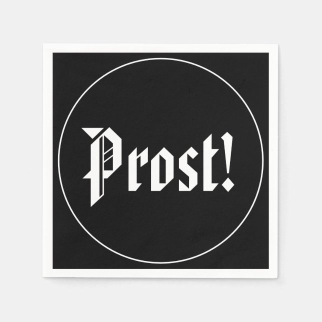 Prost Black and White Oktoberfest Napkins (Front)