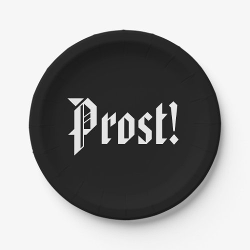 Prost Black and White Oktoberfest Paper Plates