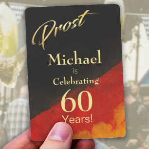 Prost Black Red Gold 60th Birthday Poker Cards