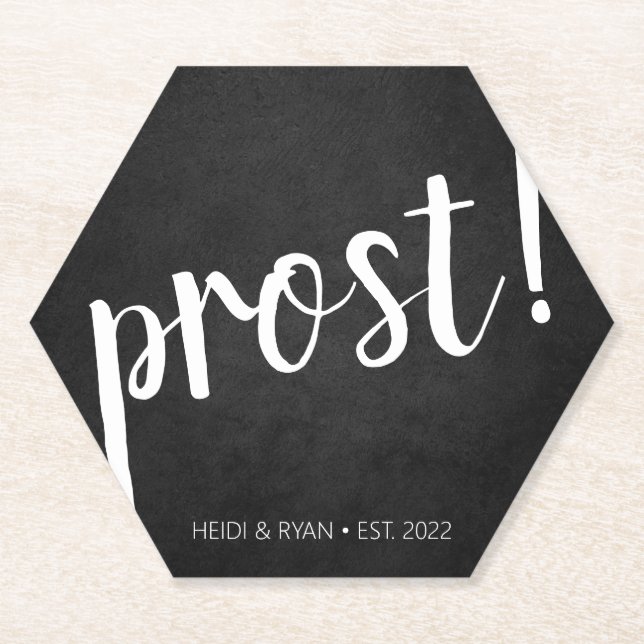 "Prost" Cheers Wedding Shower Beer Drink Coaster (Front)