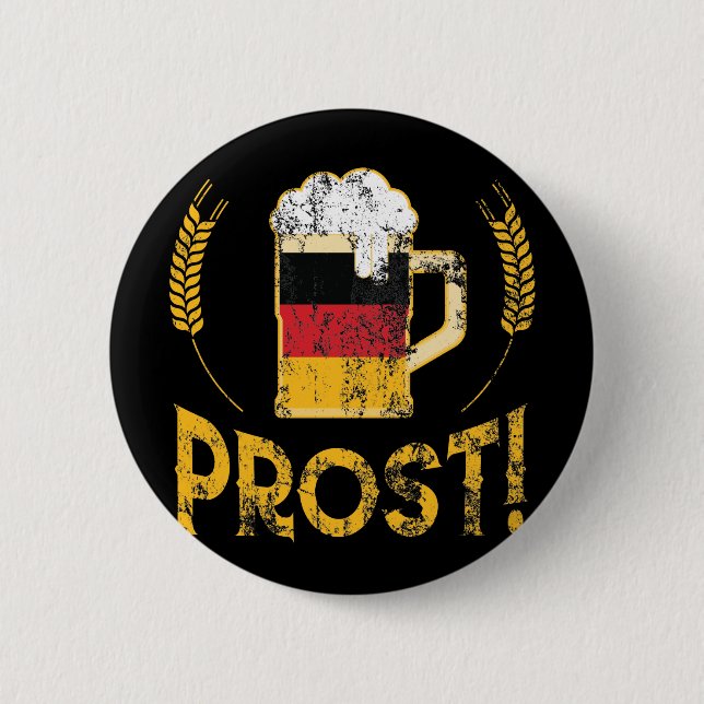 Prost German Flag Beer Lover Oktoberfest Button (Front)